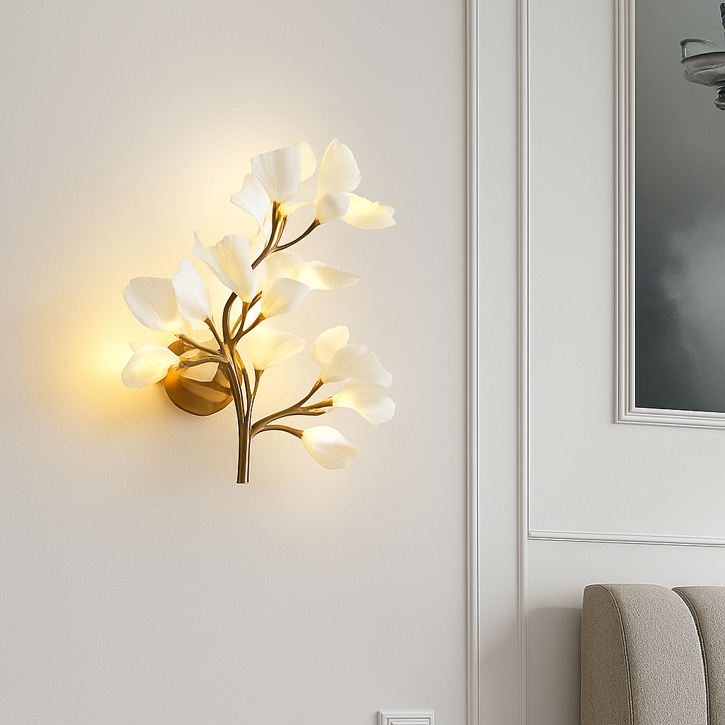 applique murale créative luxe feuille de ginkgo luminaire décoratif intérieur - vue 7 sur 9