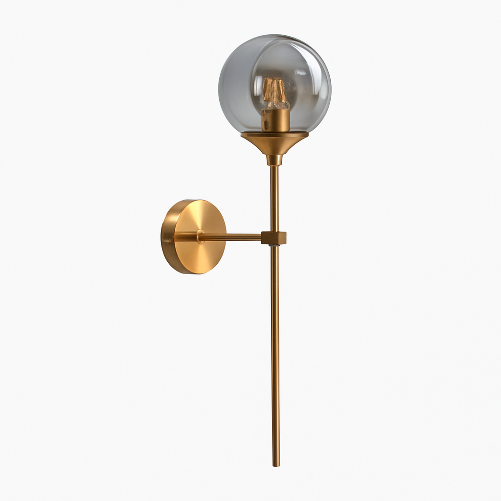 Applique murale design à LED avec bras doré et boule en verre - vue 6 sur 7