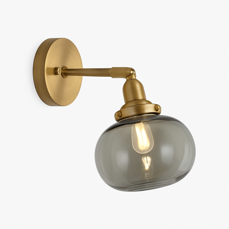 Applique murale design LED avec bras en métal et abat-jour en verre