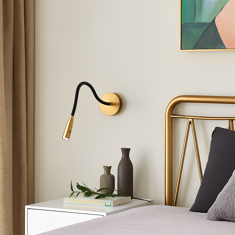 Applique murale design LED avec tige ajustable noire