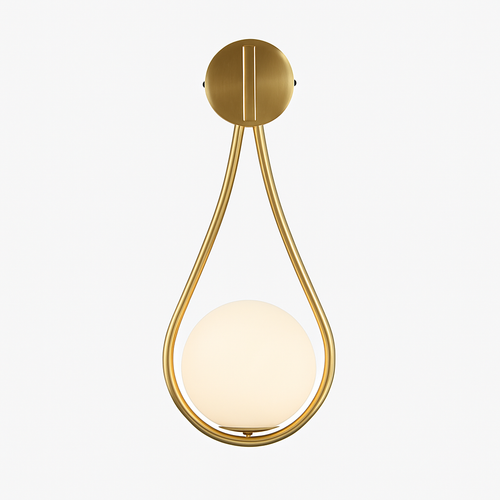 Applique murale design à LED dorée avec boule en verre blanc Shadow