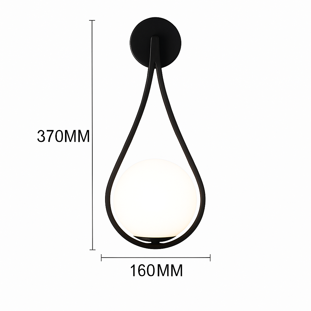 Applique murale design à LED dorée avec boule en verre blanc Shadow - vue 7 sur 8