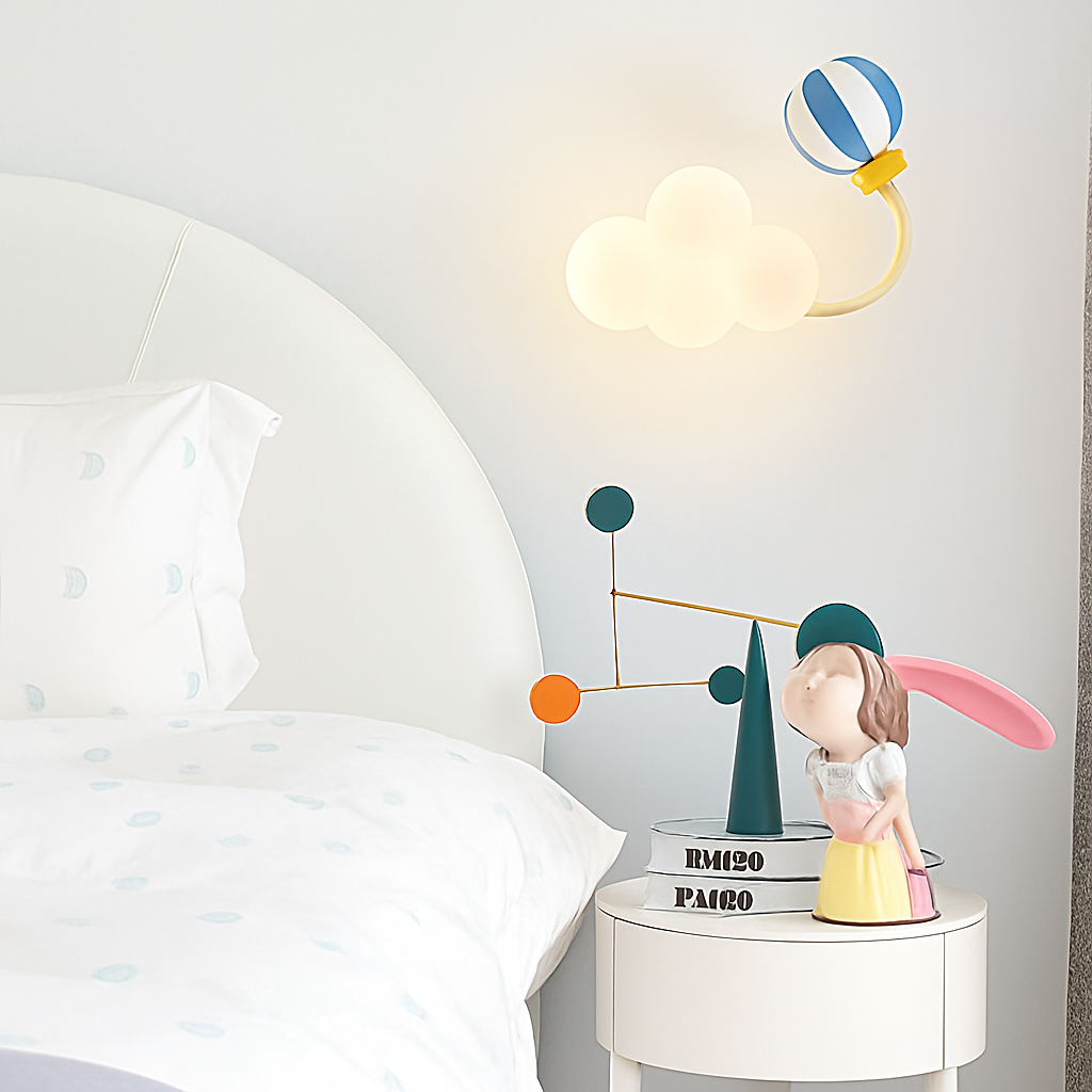 applique murale Dessin animé avion abat-jour étoile arc-en-ciel cerf-volant montgolfière nuage veilleuse enfants - vue 3 sur 12