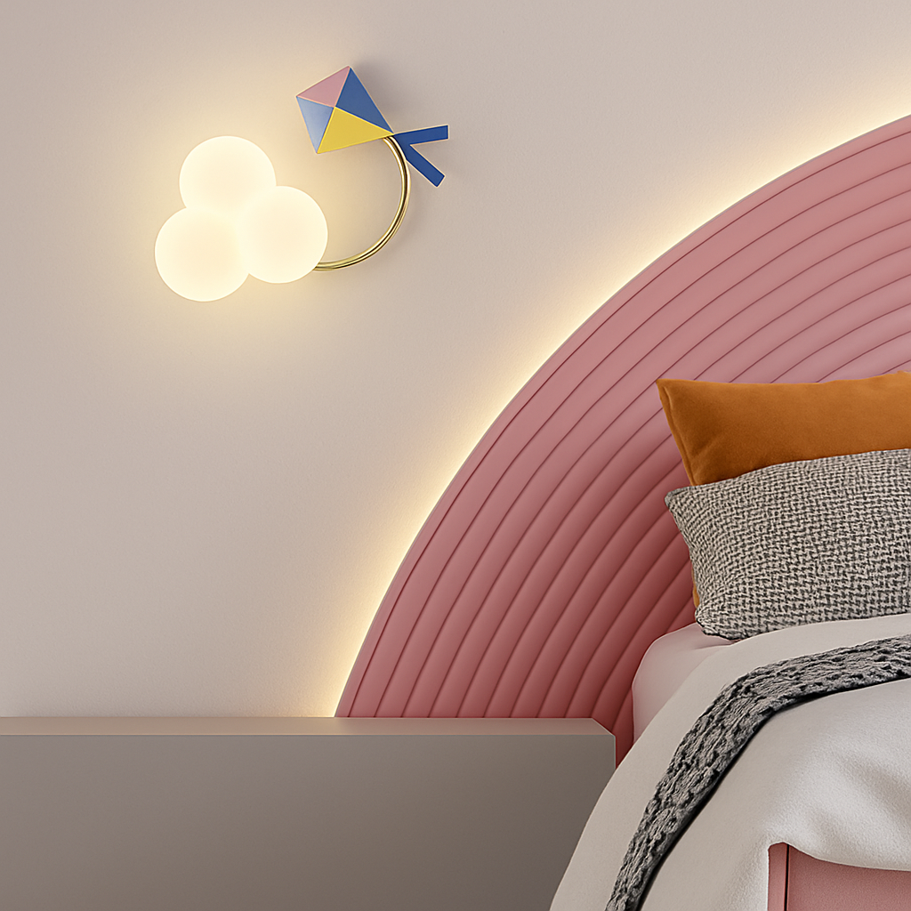 applique murale Dessin animé avion abat-jour étoile arc-en-ciel cerf-volant montgolfière nuage veilleuse enfants - vue 5 sur 12