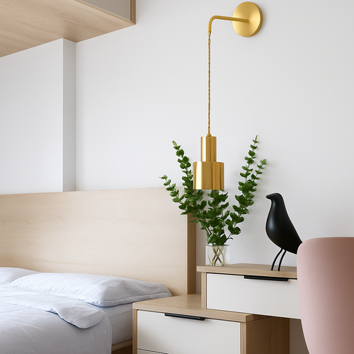 Applique murale dorée avec lampe suspendue - vue 2 sur 6