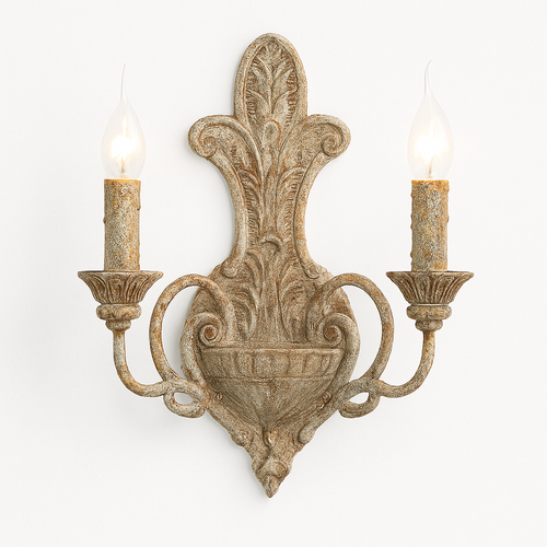 Applique murale à double tête en fer antique style français