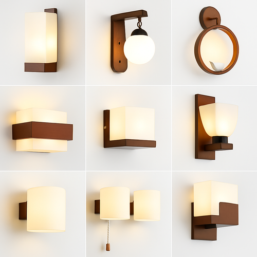 applique murale en bois avec ampoule led pour intérieur