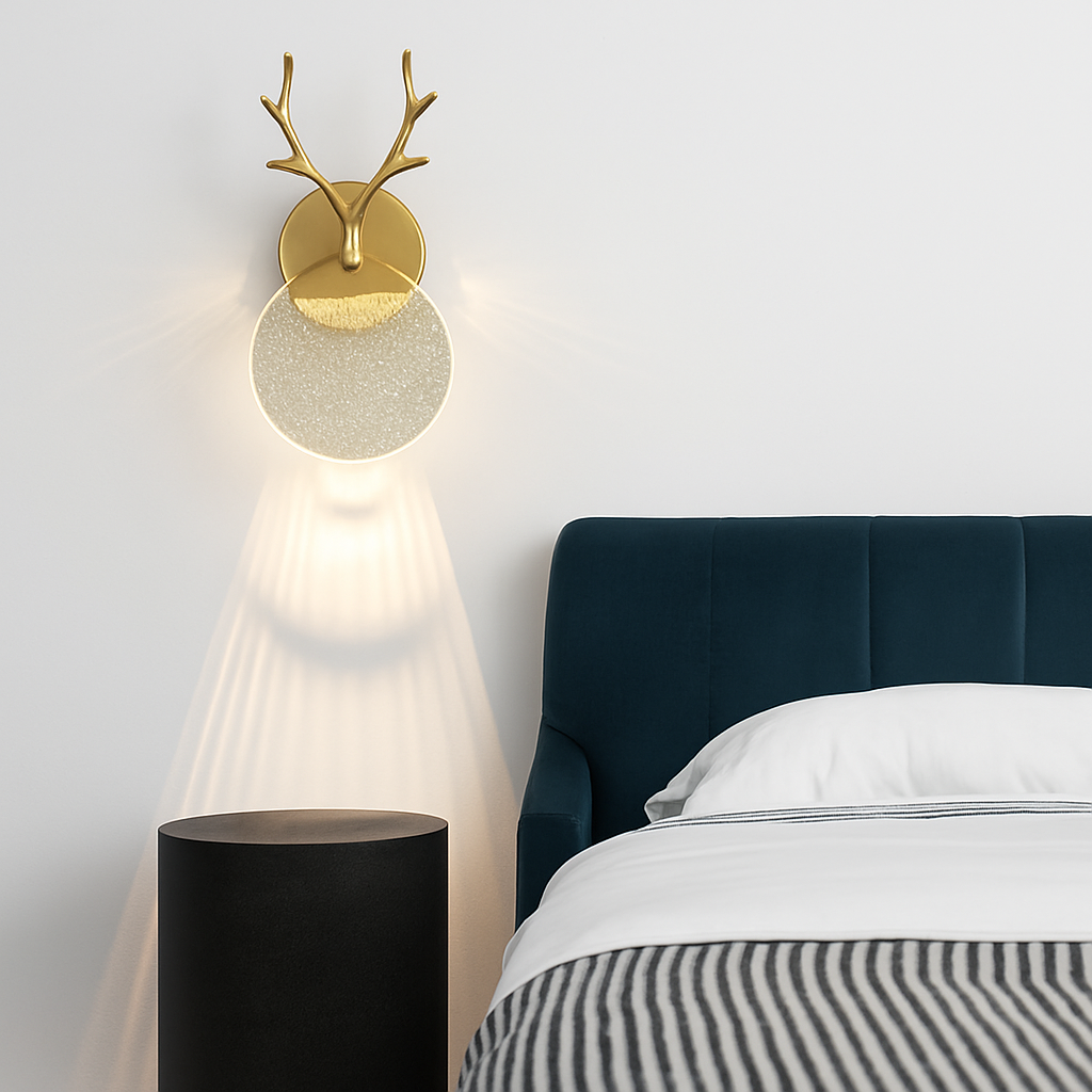 applique murale en bois de cerf abat-jour en cristal de luxe pour villa - vue 4 sur 11