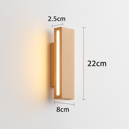 applique murale en bois massif avec éclairage rotatif design naturel