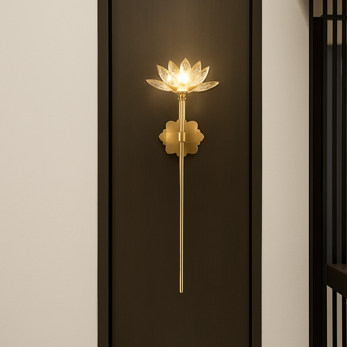applique murale en cristal zen fleur de lotus vintage à led - vue 2 sur 8