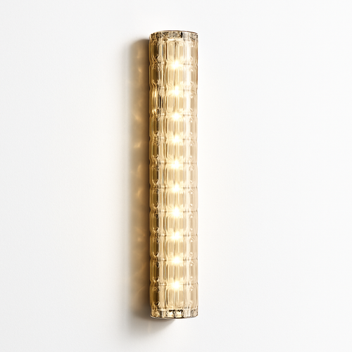 applique murale en cuivre design minimaliste avec lumière en cristal