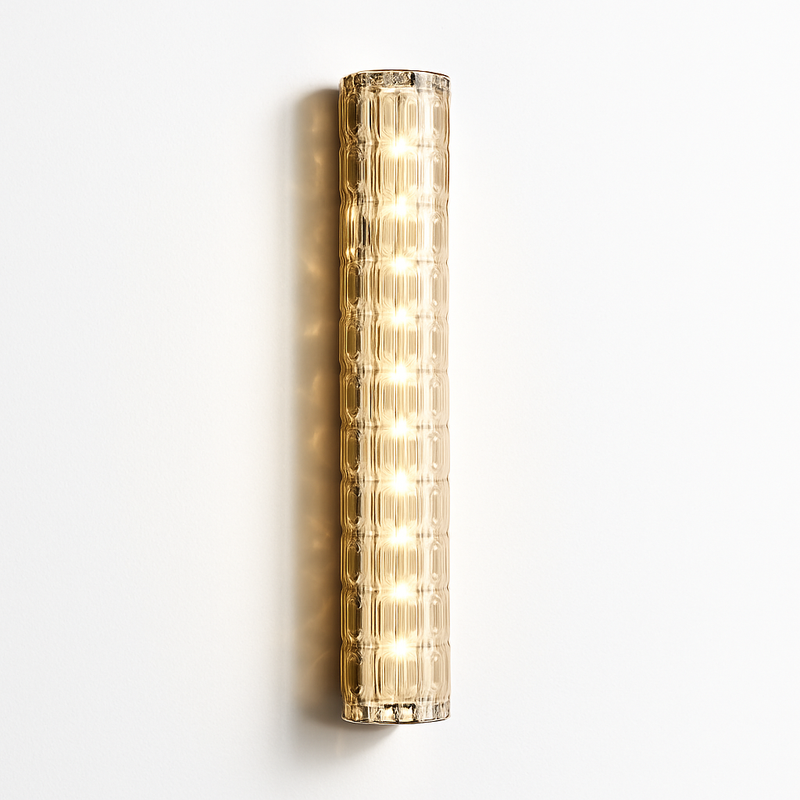 applique murale en cuivre design minimaliste avec lumière en cristal