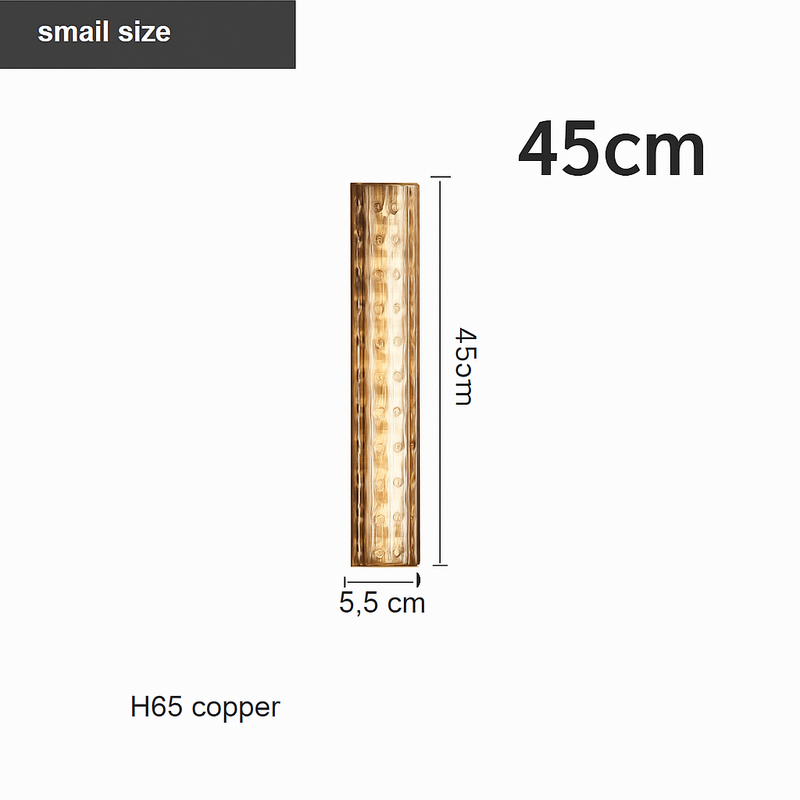 applique murale en cuivre design minimaliste avec lumière en cristal