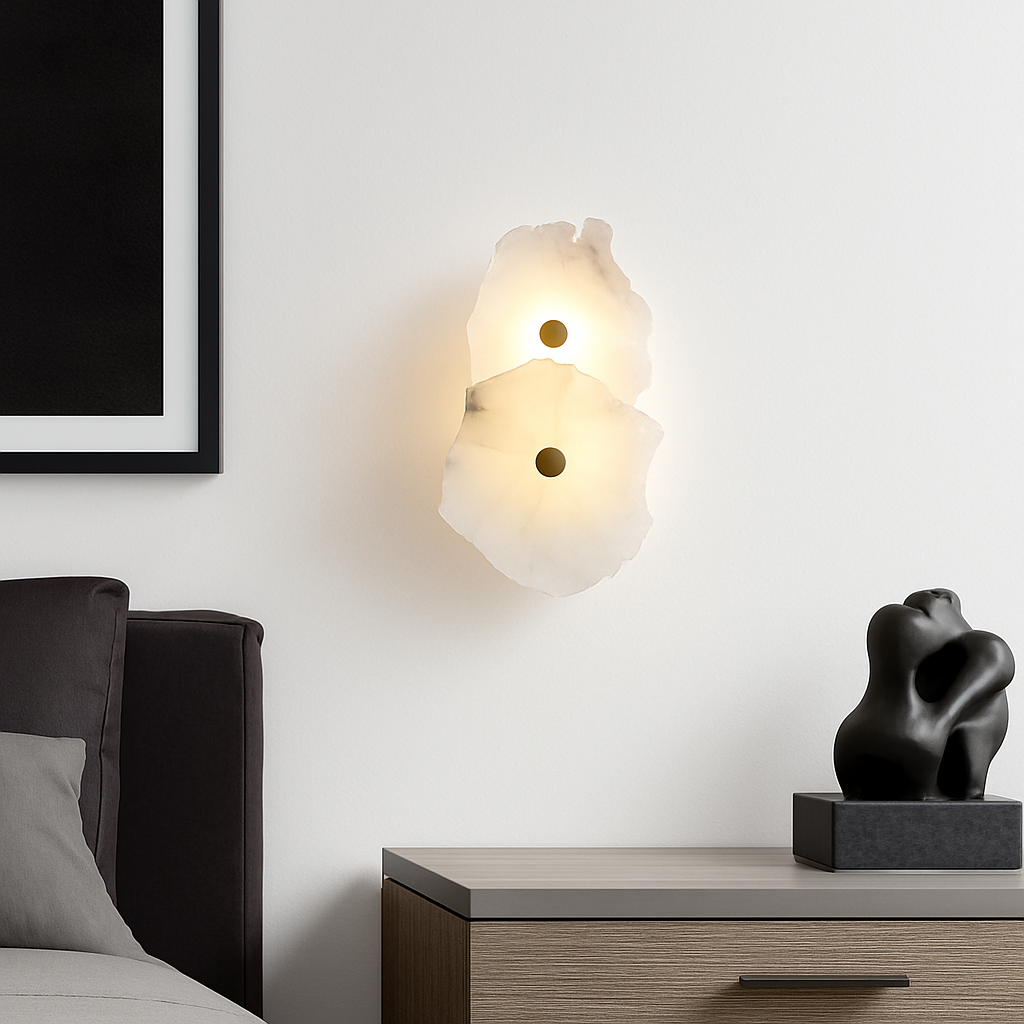 applique murale en marbre naturel et cuivre design moderne haut de gamme - vue 4 sur 12