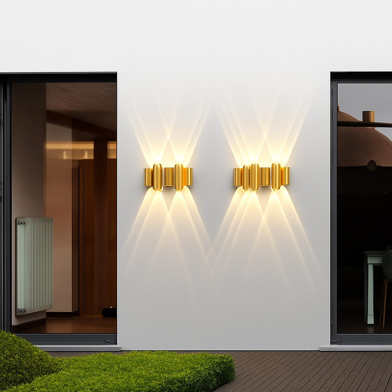 Applique murale extérieures imperméables modernes simples en aluminium lumière extérieure applique intérieure noir or fond applique murale luminaire