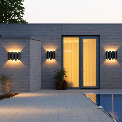 Applique murale extérieures imperméables modernes simples en aluminium lumière extérieure applique intérieure noir or fond applique murale luminaire