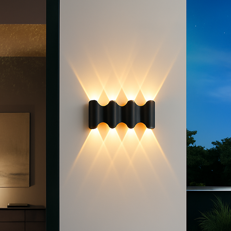 Applique murale extérieures imperméables modernes simples en aluminium lumière extérieure applique intérieure noir or fond applique murale luminaire