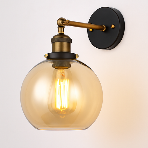 applique murale industrielle vintage style loft en fer et verre