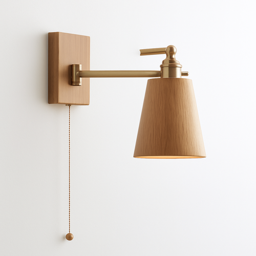 applique murale iwhd en bois de frêne et noyer avec interrupteur à chaîne