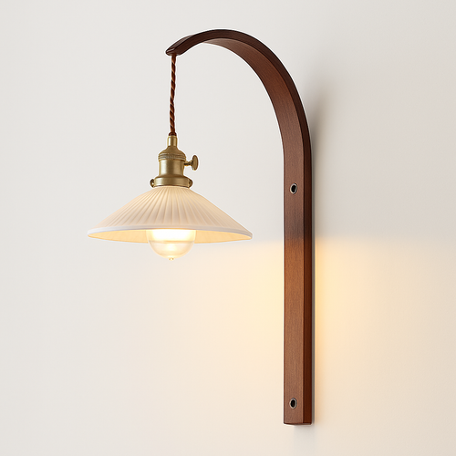 applique murale japonaise en bois vintage rétro abat-jour en céramique