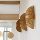 applique murale japonaise en rotin tissé avec corde de chanvre rétro