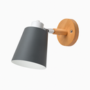 Applique murale LED abat-jour orientable en métal et support en bois