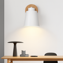 Applique murale LED abat-jour orientable en métal et support en bois