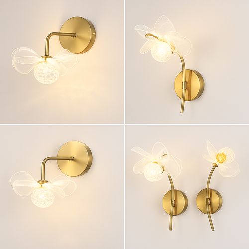 applique murale led de luxe en forme de fleur décorative - vue 5 sur 12