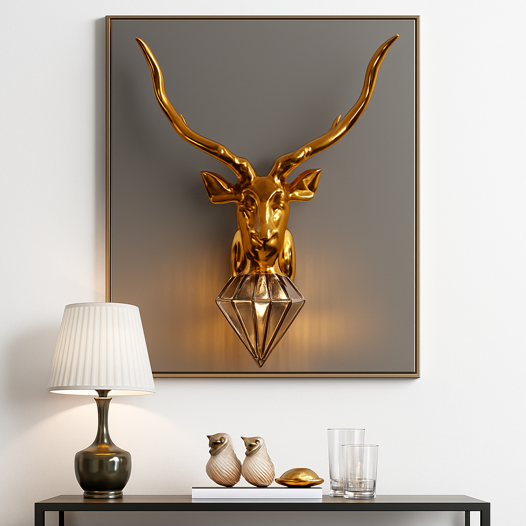 Applique murale LED design cerf (doré ou argenté) - vue 5 sur 7