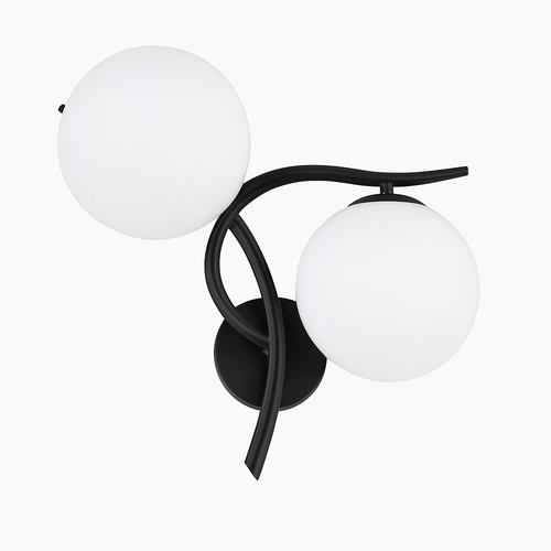 Applique murale LED design croisé avec boule de verre (noir ou doré)