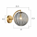 Applique murale LED doré avec boule en verre fumé Scone