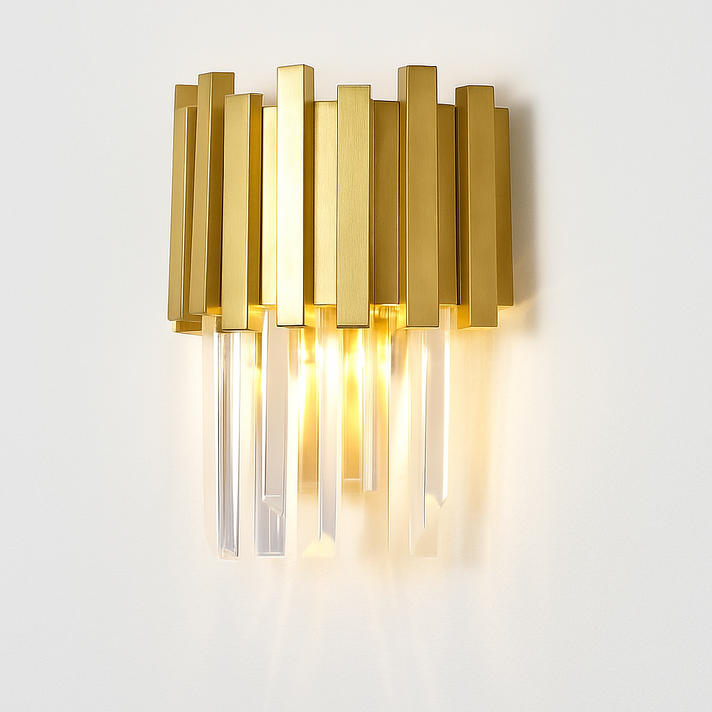 applique murale led en cristal doré design moderne pour décoration intérieure - vue 4 sur 9