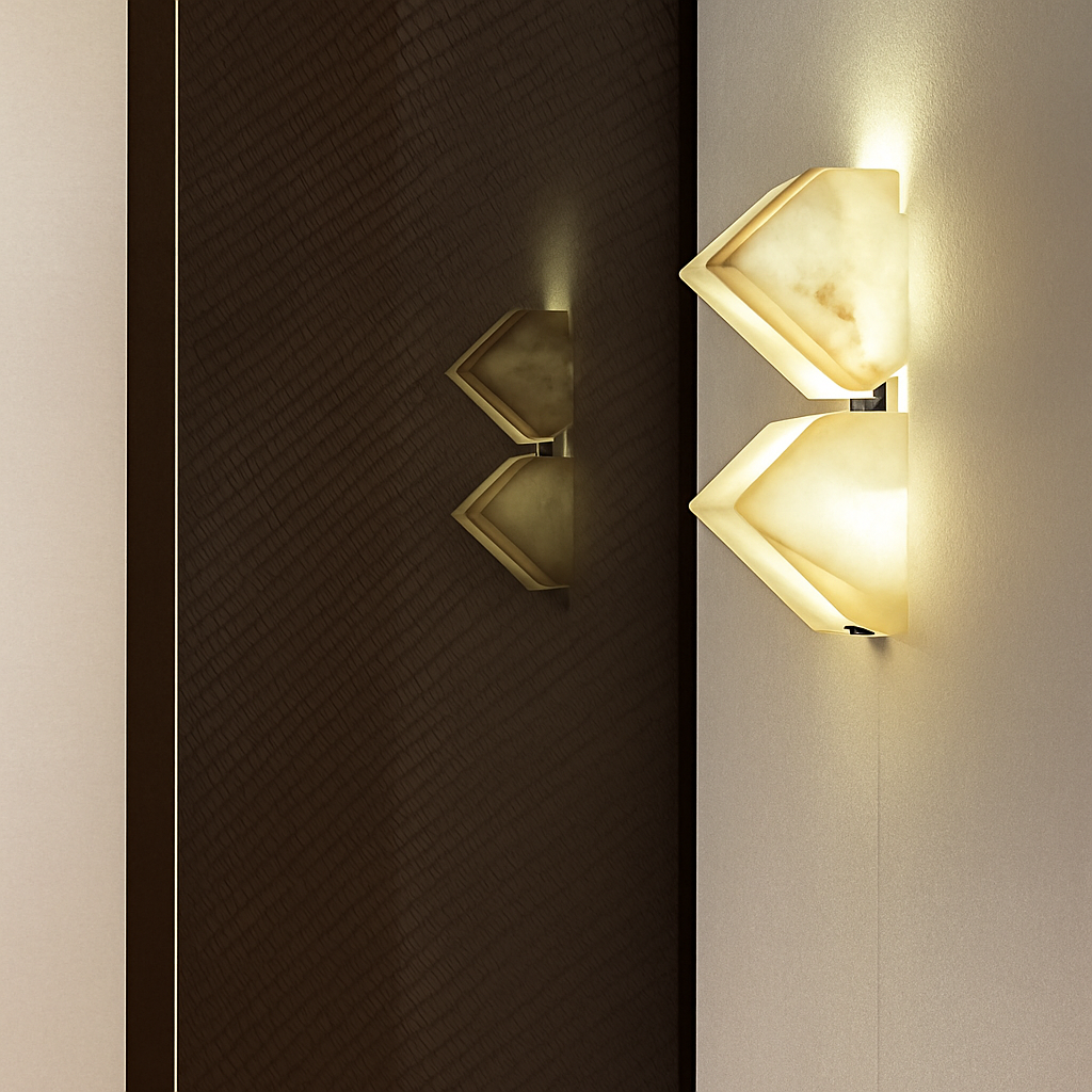applique murale led en marbre naturel style artistique métal noir - vue 3 sur 9