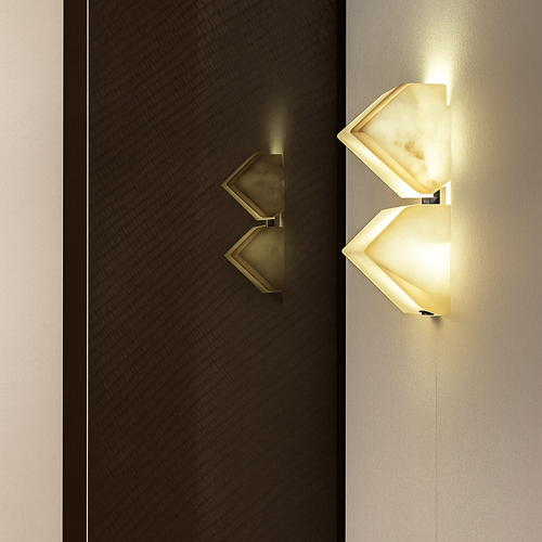 applique murale led en marbre naturel style artistique métal noir
