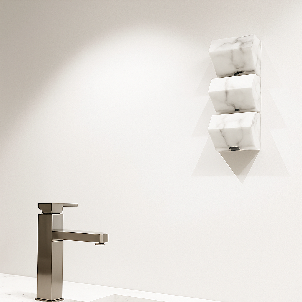applique murale led en marbre naturel style artistique métal noir - vue 6 sur 9