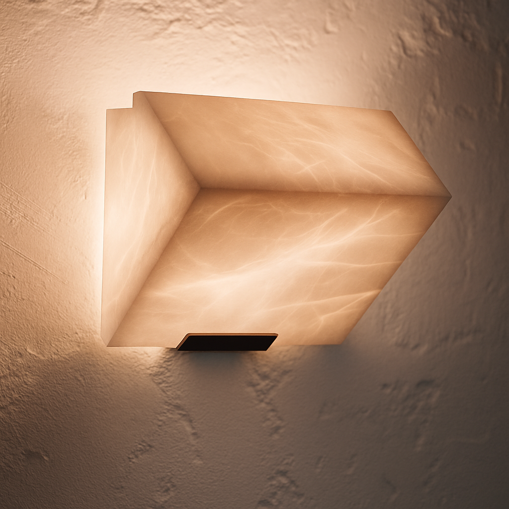 applique murale led en marbre naturel style artistique métal noir - vue 7 sur 9