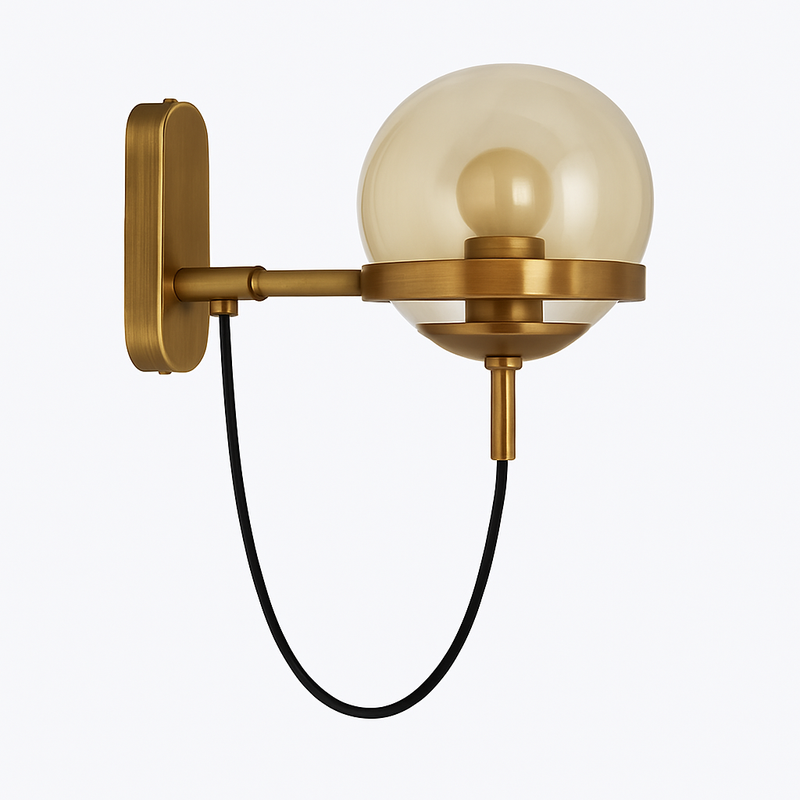 Applique murale LED métal et boule en verre