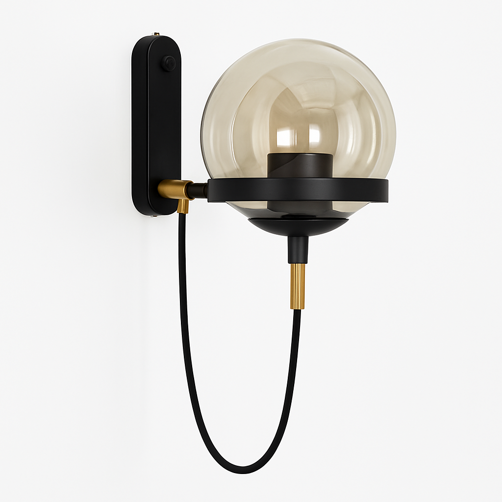 Applique murale LED métal et boule en verre - vue 4 sur 6