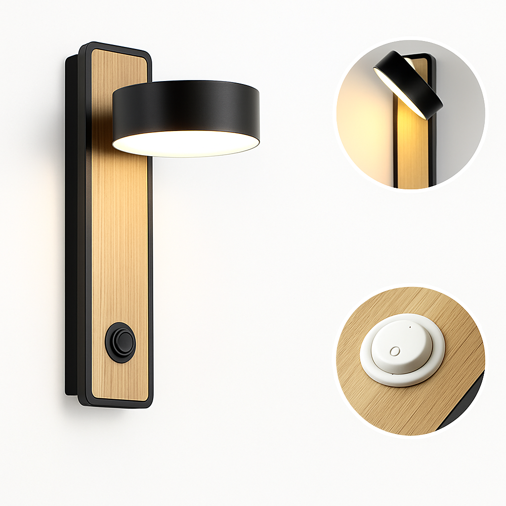 applique murale led moderne avec interrupteur pour lecture - vue 5 sur 8