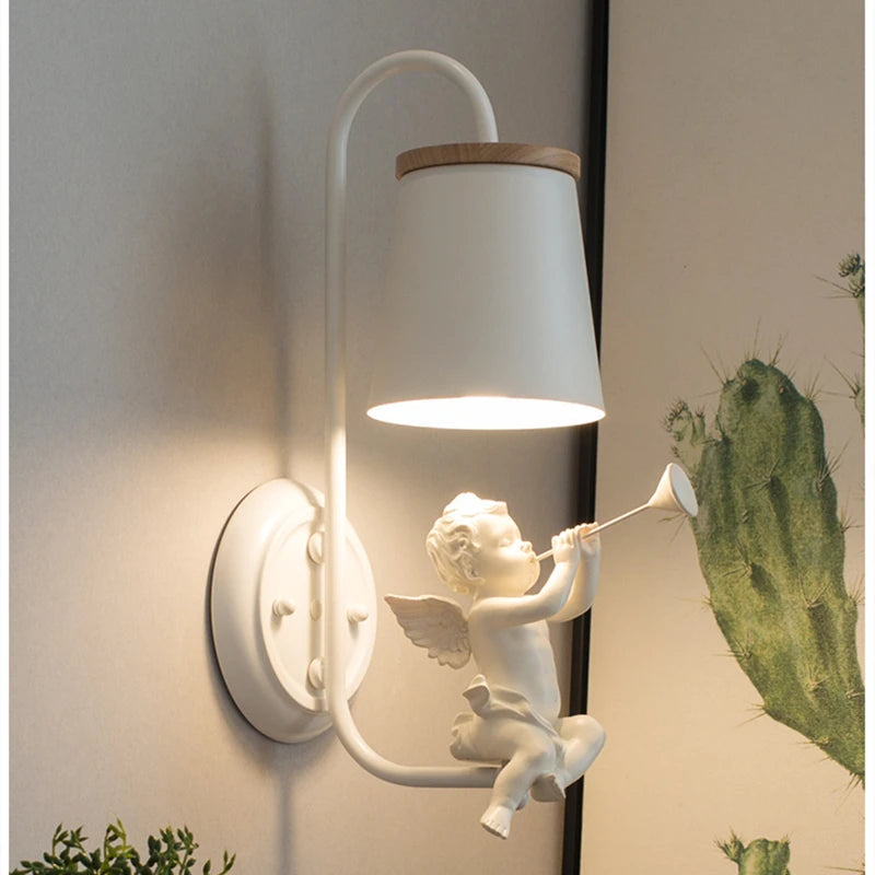 applique murale led moderne en résine avec ange décoratif nordique