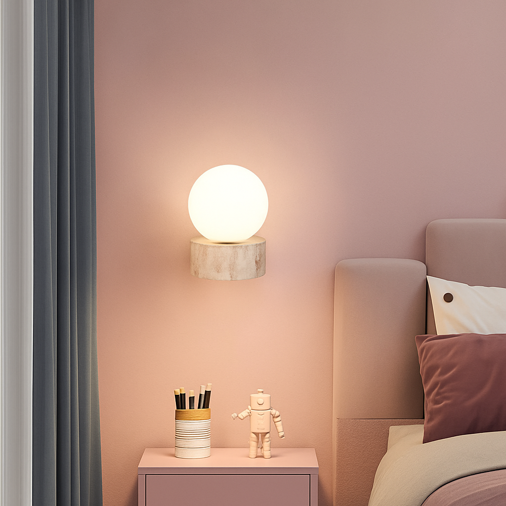 applique murale led moderne en verre avec pierre naturelle - vue 4 sur 7