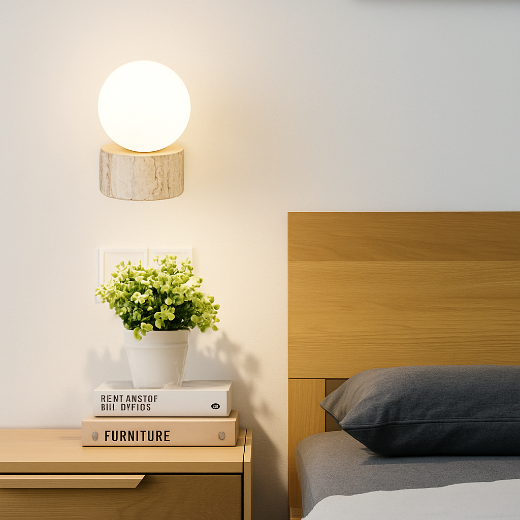 applique murale led moderne en verre avec pierre naturelle - vue 5 sur 7