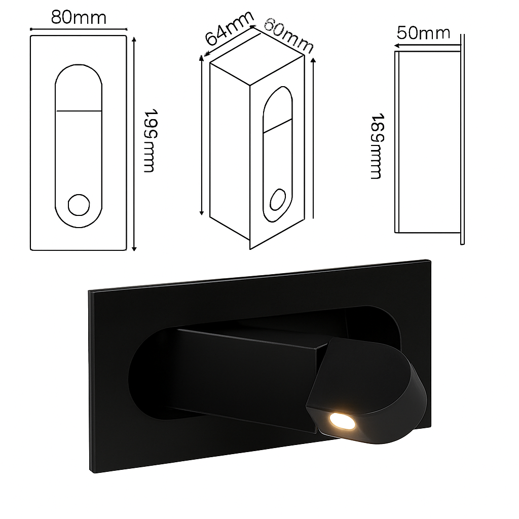 applique murale led moderne pliable pour lecture ajustable - vue 3 sur 17
