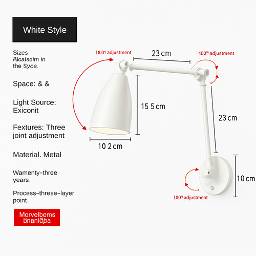 applique murale led moderne réglable pour décoration intérieure - vue 7 sur 9