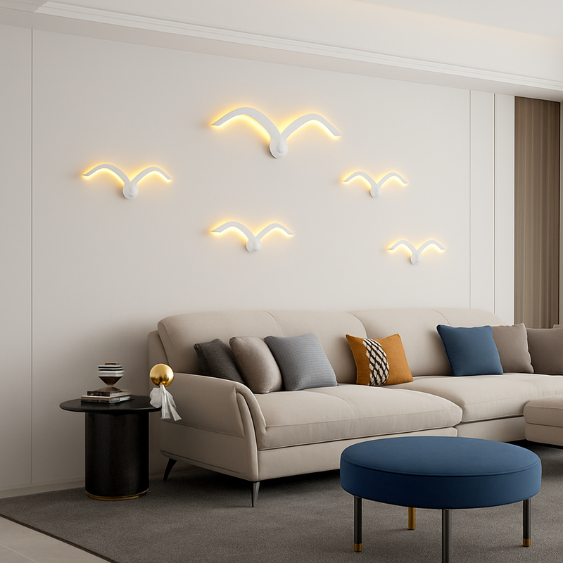 applique murale led modernes en forme de mouette en acrylique
