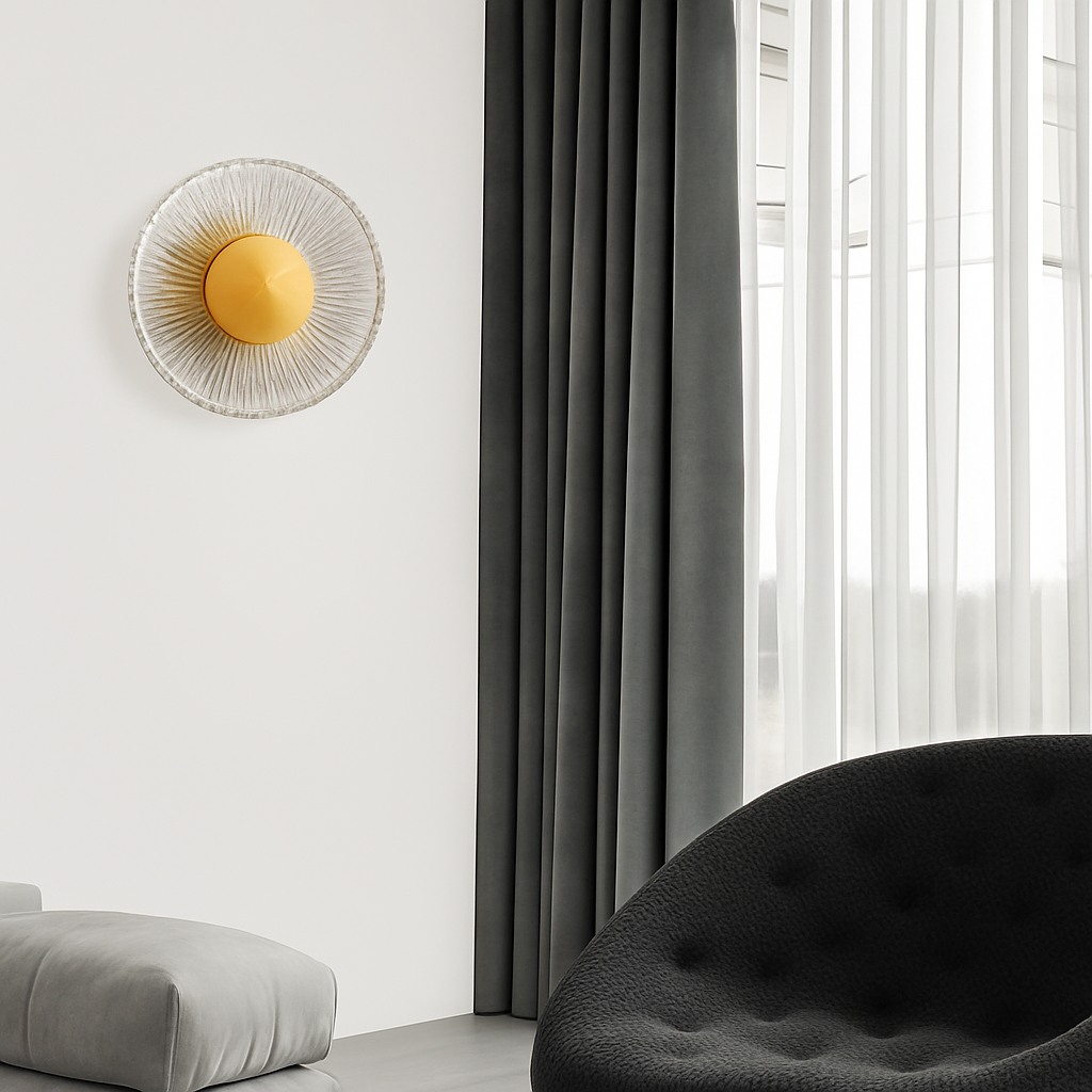 applique murale led ronde en acrylique et laiton doré 3 variables - vue 4 sur 7