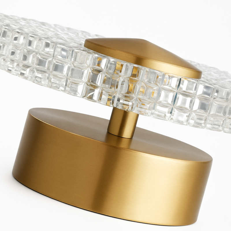 applique murale led ronde en acrylique et laiton doré 3 variables