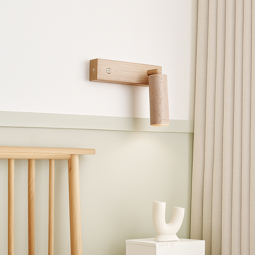 Applique murale led rotative avec interrupteur en bois wabi-sabi - vue 5 sur 7