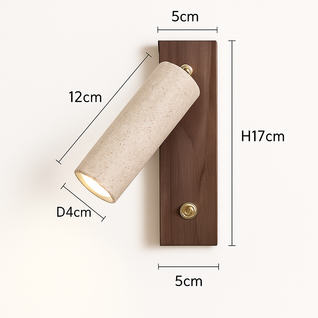 Applique murale led rotative avec interrupteur en bois wabi-sabi - vue 7 sur 7