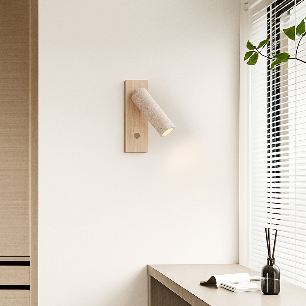 Applique murale led rotative lecture étude wabi-sabi bois noyer - vue 4 sur 7
